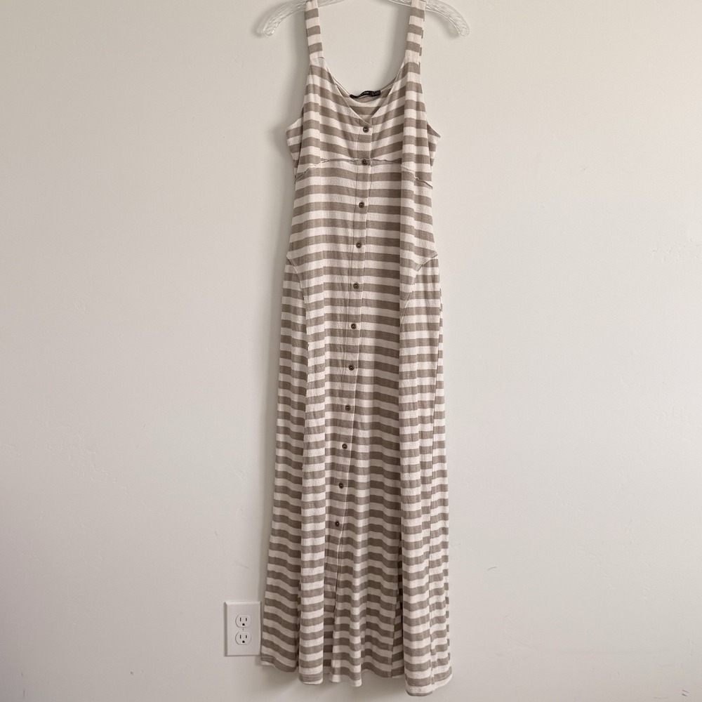 Doe & Rae Maxi Dress L Terry Cloth Beach Pool Backyard BBQ Nautical Coastal